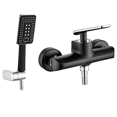 Смеситель для душевой кабины чёрный/хром, LEDEME L2074B