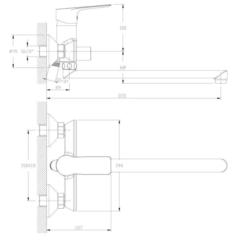 Смеситель для ванны с длинным изливом ROSSINKA RS27-33