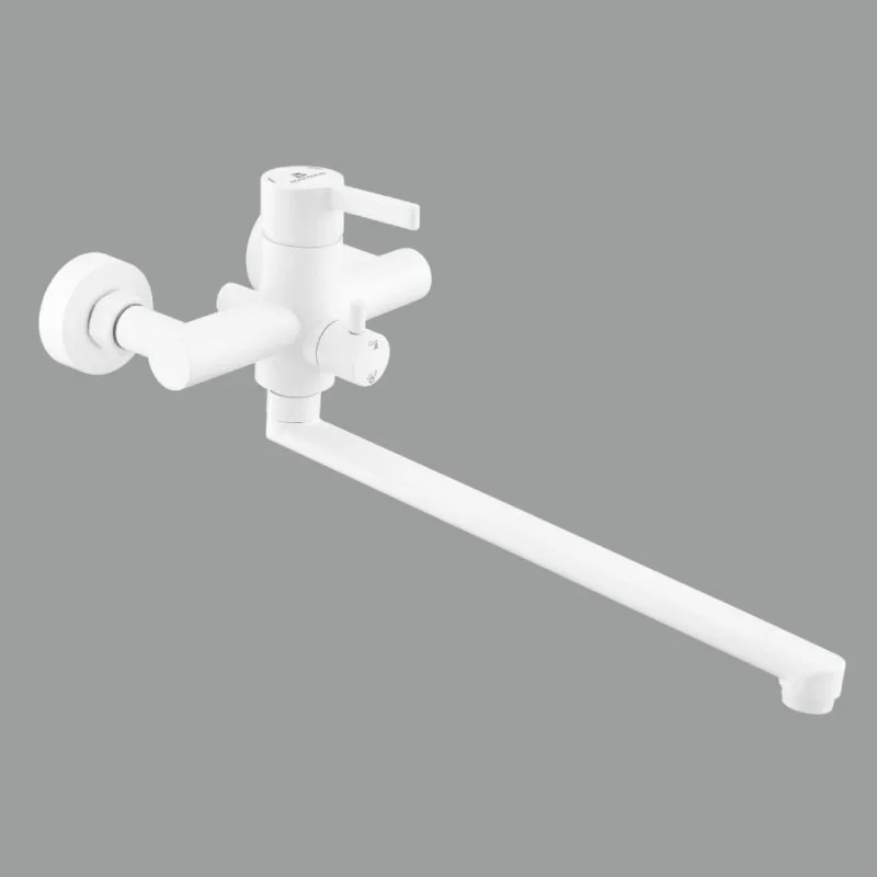 Смеситель для ванны с длинным изливом излив 30см белый Gota Rocio G016095
