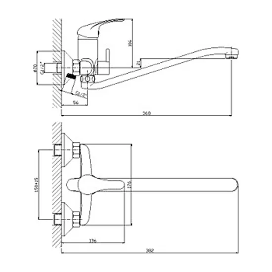 Смеситель для ванны с длинным изливом ROSSINKA A35-34