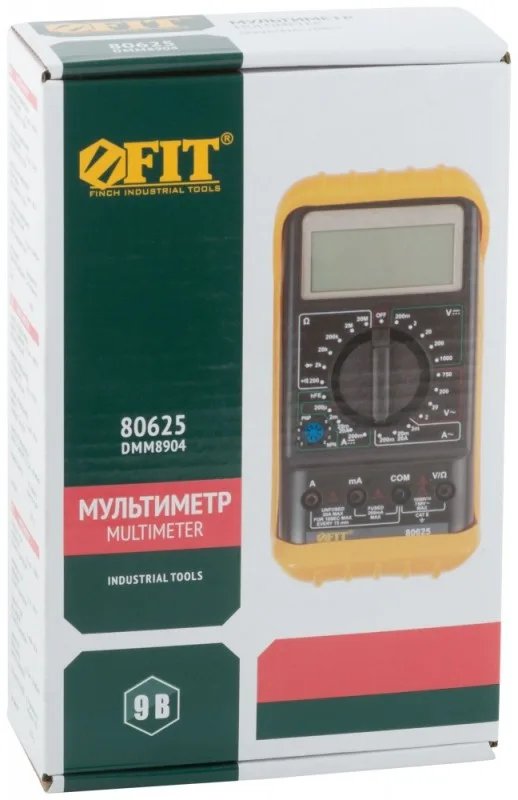 Мультиметр цифровой FIT 80625 (0,1мВ-1000В; 0,1В-750 В; 1 мкА-120А; 0,1Ом-20МОм)
