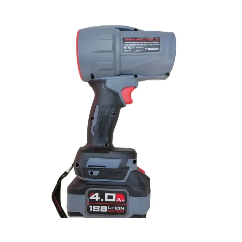 Воздуходувка аккумуляторная бесщет. ProfiPower Tornado DWDUB-18V E0225 (18В, Li-Ion АКБ 1*4Ач, ЗУ)