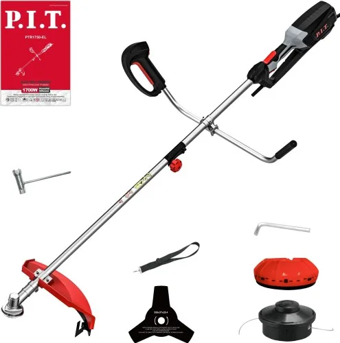 Триммер электрич. P.I.T. PTR1750-EL (1700Вт, 6800об/мин, Ø420мм, ремень, разъемн. штанга, нож+леска)