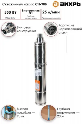 Насос скважинный Вихрь СН-90В 68/3/3