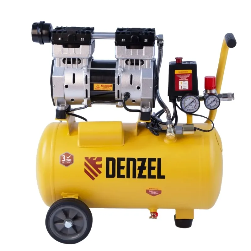 Компрессор Denzel DLS950/24 безмаслянный малошумный (950 Вт,165 л/мин, ресивер 24л.) 58026