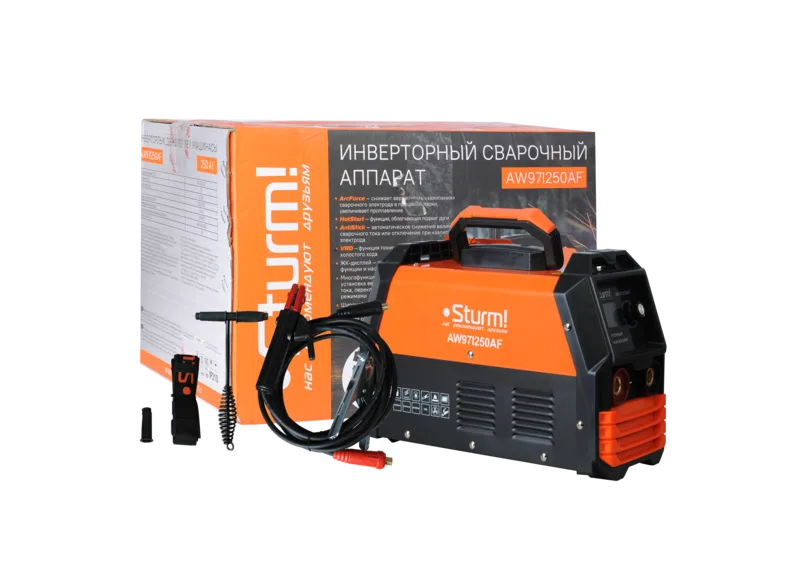 Сварочный инвертор Sturm AW97I250AF (250А, ПВ 60%, 170-250В,HotStart/AntiStick/ArcForce,сенсор)