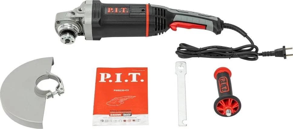 Угловая шлифовальная машина P.I.T. PWS230-C3 (230мм, 2,4кВт, плавный пуск, поворотная ручка)