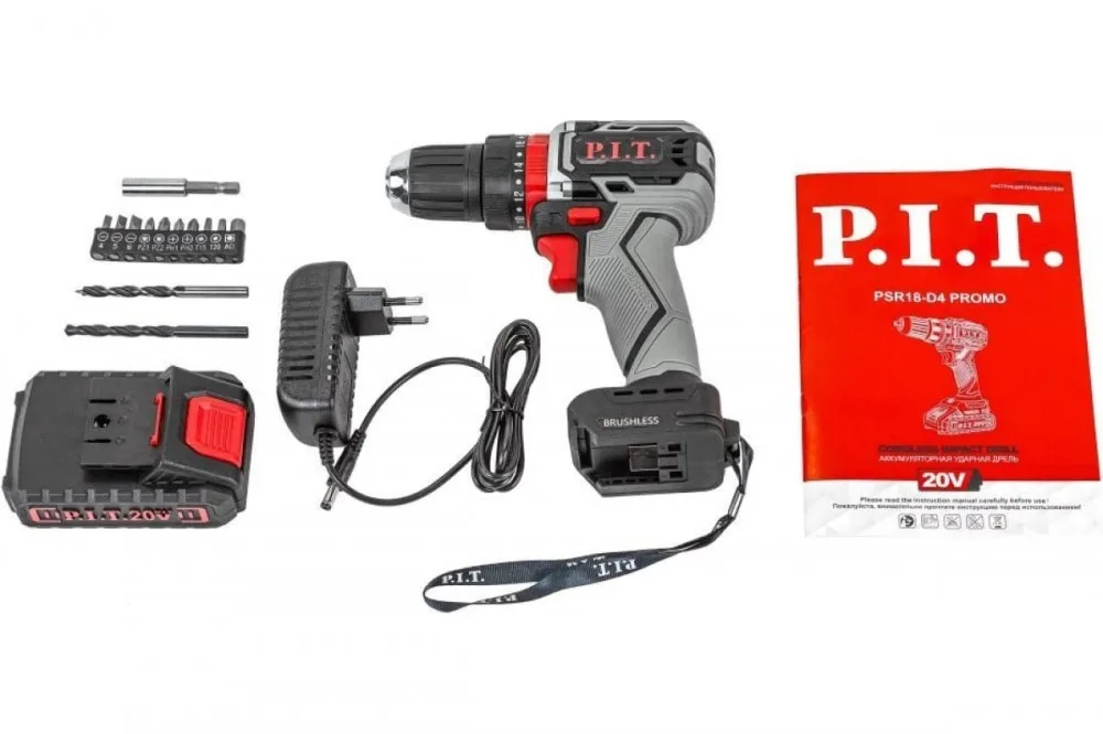 Дрель аккумуляторная P.I.T. PSR18-D4 Promo (20В, 1 Li акк. 1,5Ач, 2 ск, 30Нм)