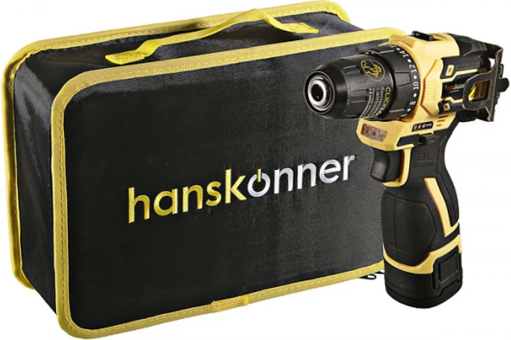 Дрель аккумуляторная Hanskonner HCD1645BLC (б/щ, 14,4В, 2*2,0Ач, сумка-кейс)