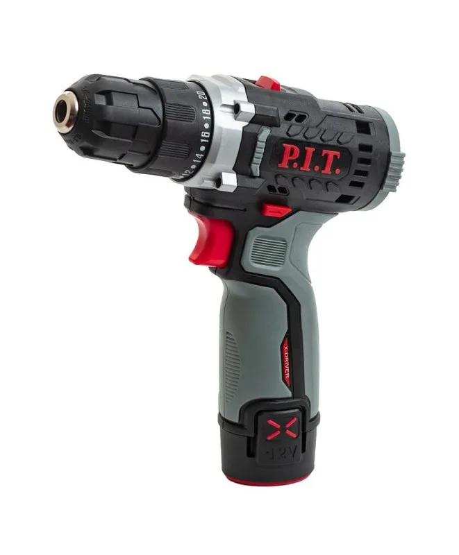 Дрель аккумуляторная P.I.T. PBM12K-10A/2 X-DRIVER (12В,25Нм, патр10 мм, 2ск, 2АКБ 1,5Ач,ЗУ,кейс)