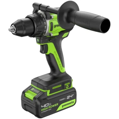 Дрель-шуруповерт аккум. Greenworks GD24DD90 (24V, б/щет, 45/90Нм,1x4Ач,ЗУ,кор) 3707507CUB