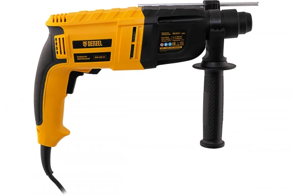 Перфоратор Denzel RHH-600-22 (SDS-plus, 600 Вт, 2,5 Дж, 2 реж) 26602