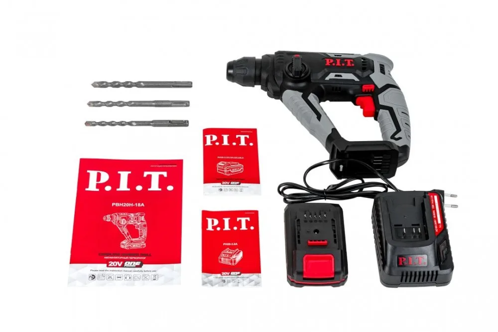 Перфоратор акк P.I.T PBH20H-18A/1 (20В, 1,4Дж, Li-Ion АКБ 1*2Ач, ЗУ, кейс)