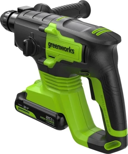 Перфоратор аккумуляторный Greenworks GD24SDS2 (2Дж, 4500уд/мин, 24мм, 1АКБ*2,0Ач, ЗУ) 3803007CUA