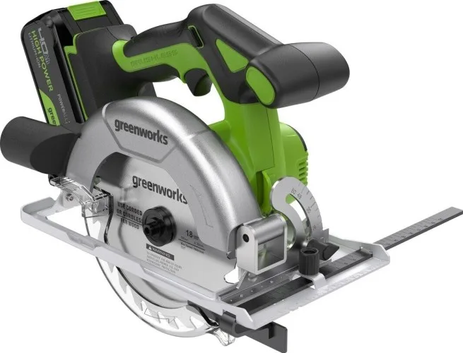 Пила циркулярная аккум. Greenworks GD24CS165 (24V, 4800об/мин, 57мм, 1АКБ*4А и ЗУ, кор) 1501607CUB