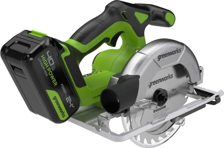 Пила циркулярная аккум. Greenworks GD24CS165 (24V, 4800об/мин, 57мм, 1АКБ*4А и ЗУ, кор) 1501607CUB