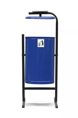 Урна металлическая уличная 21л круглая с пепельницей синяя RAL5002