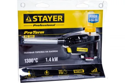 Горелка газовая на баллон пьезоподжиг ProTerm 1300С STAYER PROFI 55582
