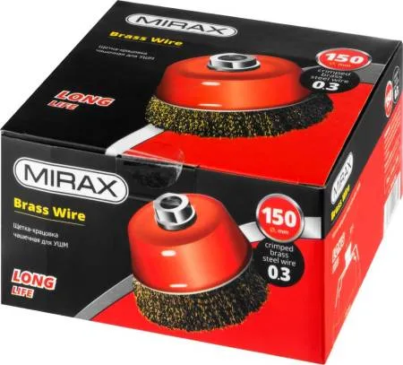 Корщетка для УШМ 150мм чашка, мягкая, латунь MIRAX 35142-150