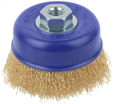 Щетка для УШМ 75мм М14 тип Чашка латун. витая проволока 0,3мм CUTOP Profi 82-894