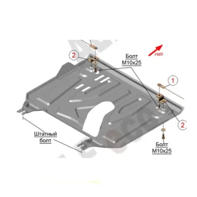 ALF24650st Защита картера и КПП Toyota Rav-4 III (2012-2019) V-2.5/Sai 2009-2017 V-2,4 (сталь 2мм) Альфеко