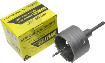 Коронка буровая по бетону в сборе d90мм ТСТ напайки SDS-plus ГРАНИТ 444490