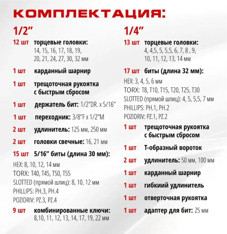 Набор инструмента NUMBER ONE НТК82-SET (головки/ключи)