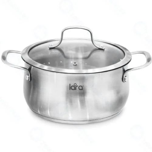 Кастрюля LARA (нерж) ПРОВАНС 20*10,5см 3.2л, индукционное дно, крышка LR02-352