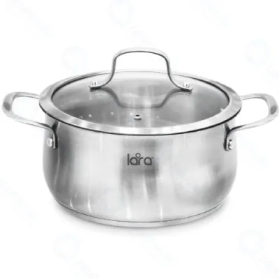 Кастрюля LARA (нерж) ПРОВАНС 20*10,5см 3.2л, индукционное дно, крышка LR02-352