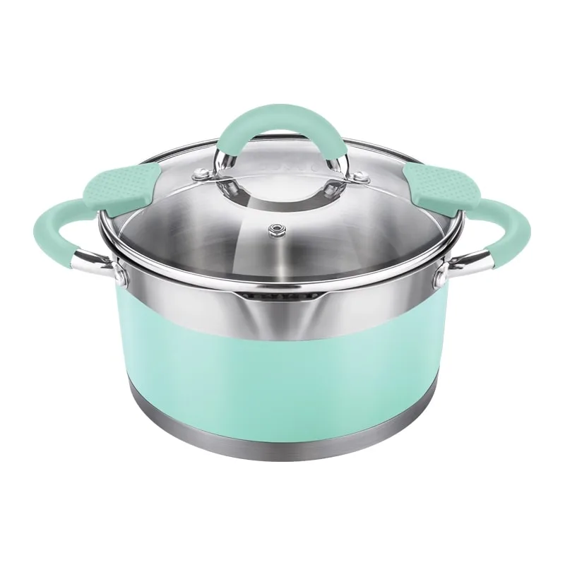 Кастрюля LARA (нерж) MINT 24*13см, 5,7л, носик, индукционное дно, крышка с бортом LR02-544