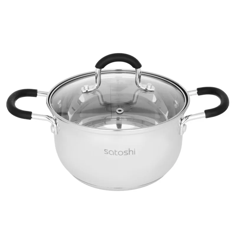 Кастрюля SATOSHI Альбер 18*10,5см, 2,5л, со стекл. крышкой, индукция 822-213