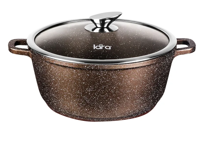 Кастрюля LARA серия CHOCO 16x7.5см, 1.3л, мрамор, капсулированное, индукц. дно, крышка LR02-201