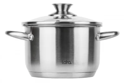Кастрюля LARA (нерж) LR02-267 АФИНА 18*11,5см 2.9л, капсулированное индукционное дно, стекл. крышка