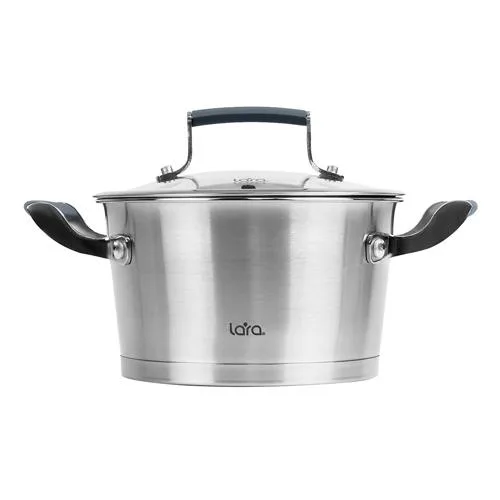 Кастрюля LARA (нерж) LR02-279 ВЕНЕРА 18*10см 2.4л, капсулированное индукционное дно, стекл. крышка