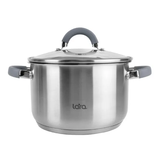 Кастрюля LARA нерж КАЛИПСО 24*14.5см 6.5л, капсул.индукционное дно LR02-276