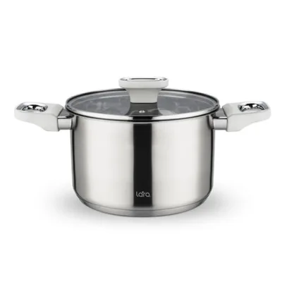 Кастрюля LARA нерж ФЛОРА 18*11,5см 2.9л, капсул индукци дно, Soft touch LR02-257