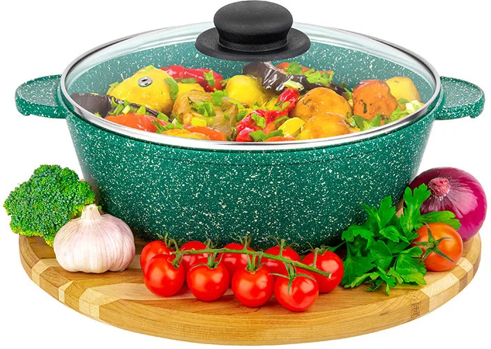 Жаровня (сотейник) 26 см ГАРМОНИЯ ВКУСА "Изумруд" 3,7 л с крышкой 120599