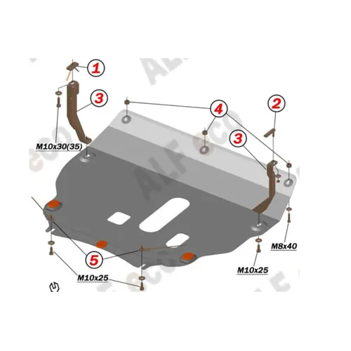 ALF5602st Защита картера и КПП Jac S5 (2013-) V-2.0 (сталь 2мм) Альфеко