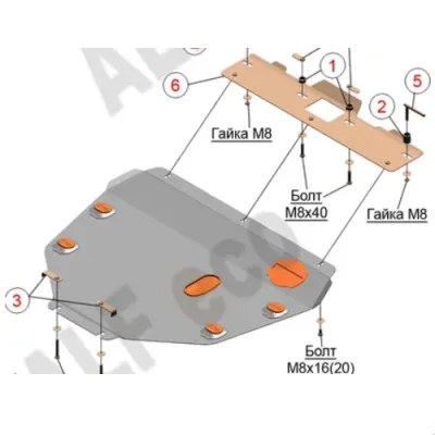 ALF0942st Защита картера и КПП Honda StepWGN 4nd generation 2WD (2009-2015) V-все (сталь 2мм) Альфеко