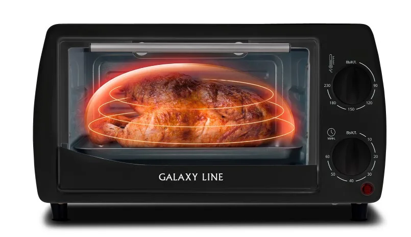 Мини-печь Galaxy LINE GL 2626 ЧЕРНЫЙ (1000Вт, объем 10л, таймер на 60 минут, индикатор работы)