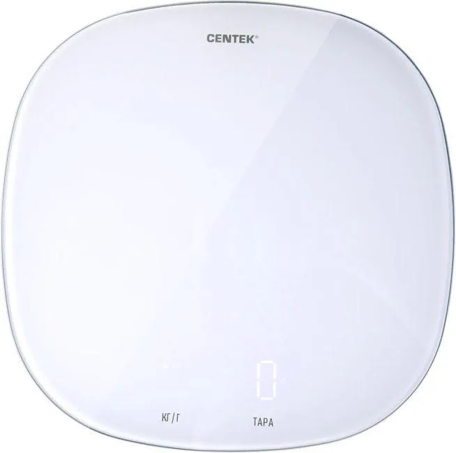 Весы кухонные Centek CT-2482 LED WHITE, сенсор, 180х15х180мм, max 5кг, шаг 1г, Авто Ноль/Выкл