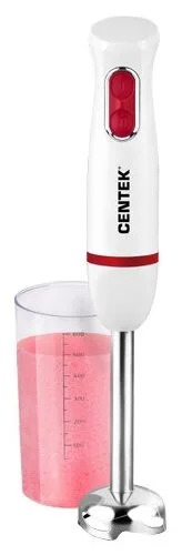 Блендер Centek CT-1335 (белый/красный) 400Вт, стальная насадка, стакан 600мл, 2 скорости