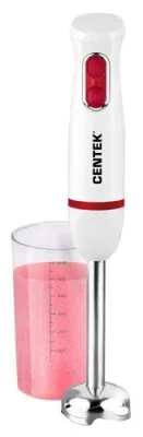 Блендер Centek CT-1335 (белый/красный) 400Вт, стальная насадка, стакан 600мл, 2 скорости