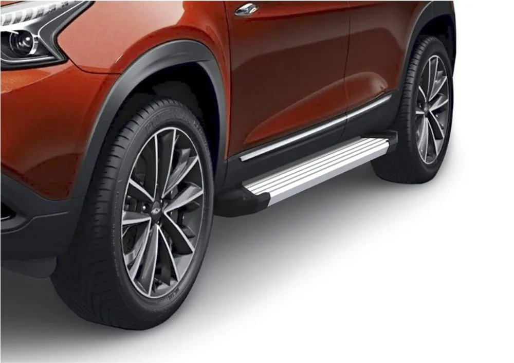 Порог-площадка "Silver" F180AL + комплект крепежа, RIVAL, Chery Tiggo 7 2019-, Chery Tiggo 8 2020-