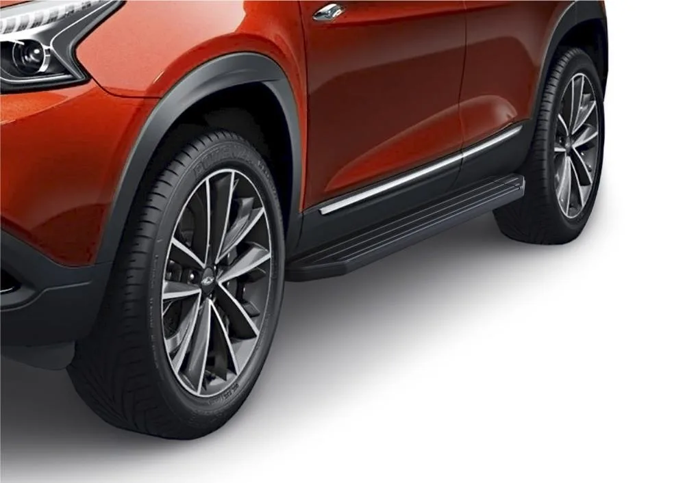 Порог-площадка "Premium-Black" A180ALB + комплект крепежа, RIVAL, Chery Tiggo 7 2019-, Chery Tiggo 8 2020-, Chery Tiggo 7 Pro 2020-