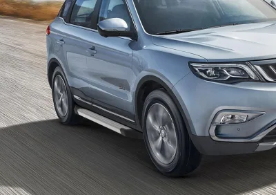 Порог-площадка "Black" F173AL + комплект крепежа, RIVAL, Geely Atlas 2018-