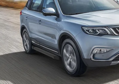 Порог-площадка "Black" F173ALB + комплект крепежа, RIVAL, Geely Atlas 2018-