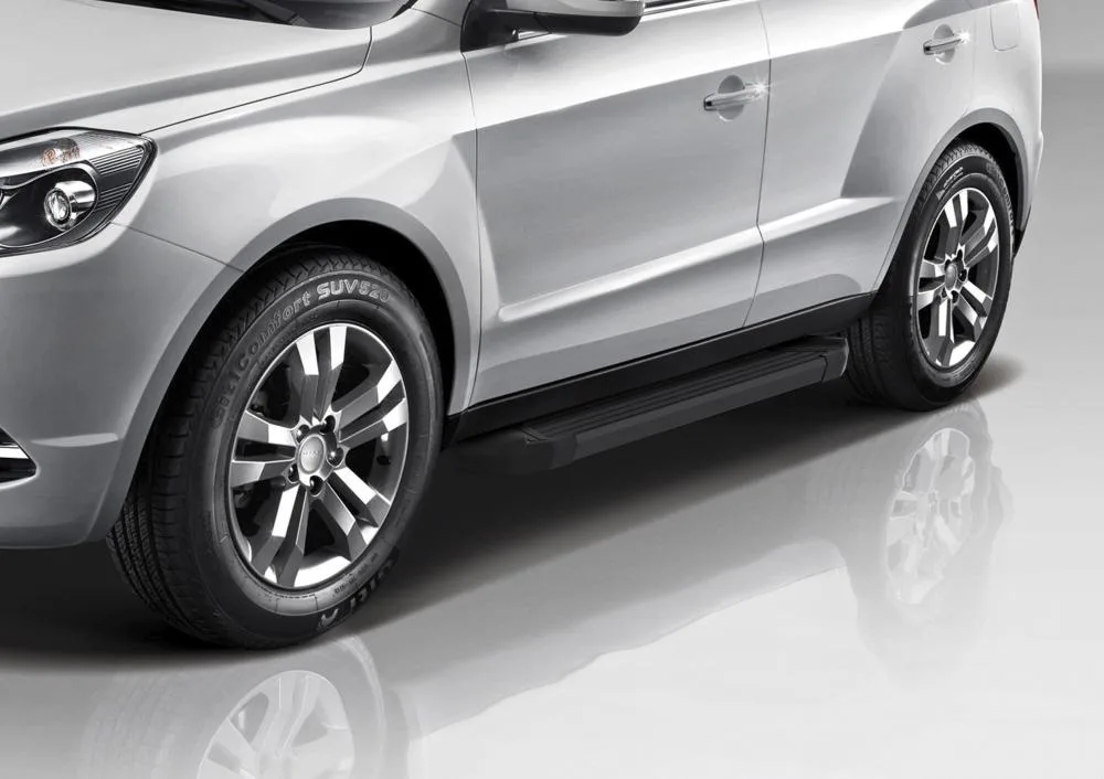 Порог-площадка "Black" F173ALB + комплект крепежа, RIVAL, Geely Emgrand X7 2013-2016-