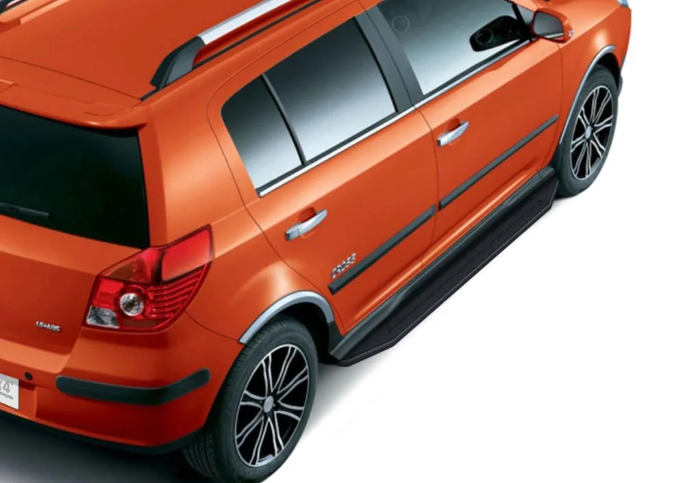 Порог-площадка "Premium-Black" A173ALB + комплект крепежа, RIVAL, Geely MK Cross 2011-2016