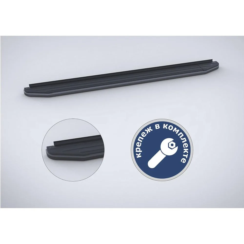 Порог-площадка "Premium-Black" A173ALB + комплект крепежа, RIVAL, Haval H2 2014-